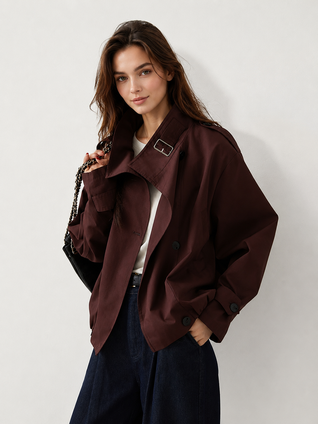 Vintage Loose Trench Coat — women's trench coats, front view