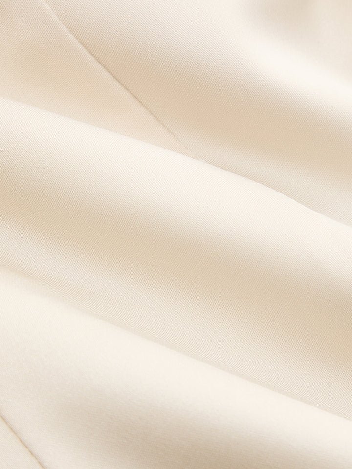 Shawl Lapel Pleated Hem Satin Tailored Blazer
