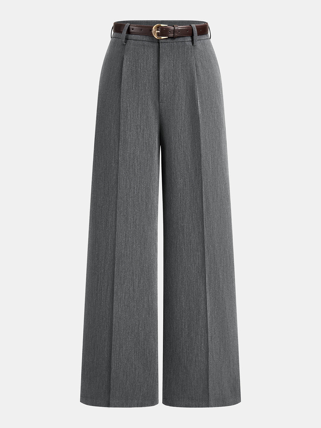 Tailored Pleated Belted Wide Leg Pants — women's pants, front view