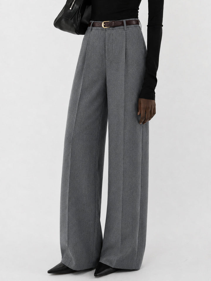 Tailored Pleated Belted Wide Leg Pants