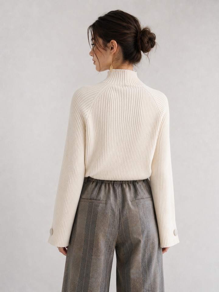 Minimalist Plain Ribbed Sweater