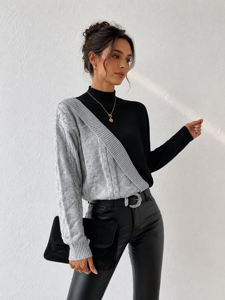 Oversized Color Block Pullover Sweater