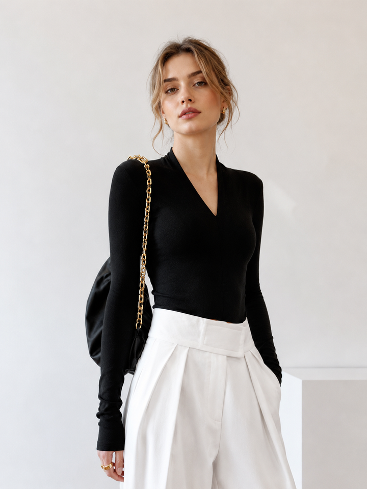 Solid Long Sleeve Knit Top