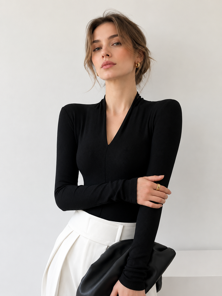 Solid Long Sleeve Knit Top