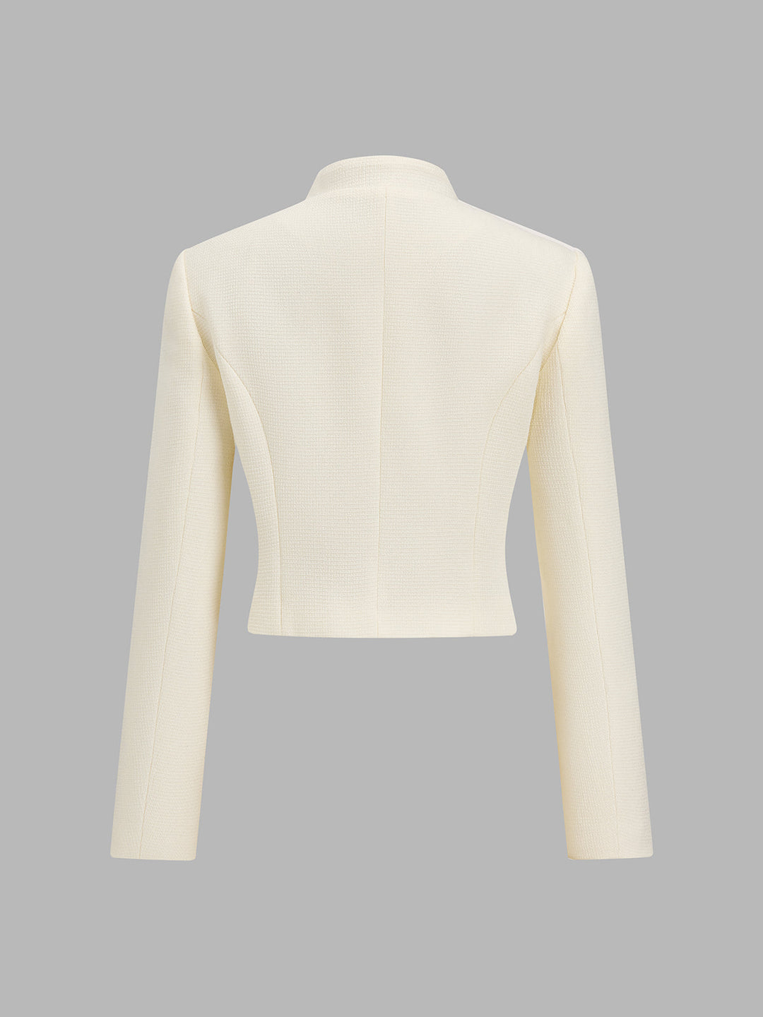Mandarin Collar Asymmetric Button Cropped Blazer