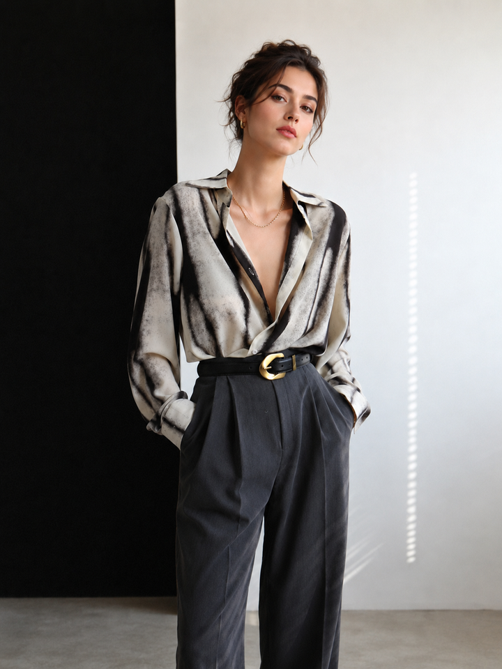 Tie Dye Oversized Button Down Shirt - women's shirt, side view