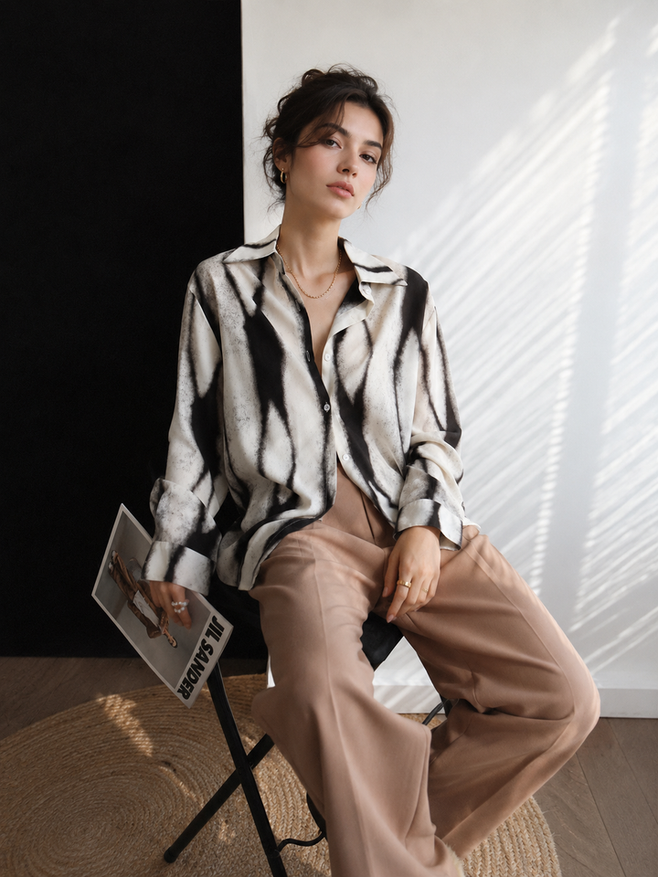 Tie Dye Oversized Button Down Shirt - women's shirt, detail close-up