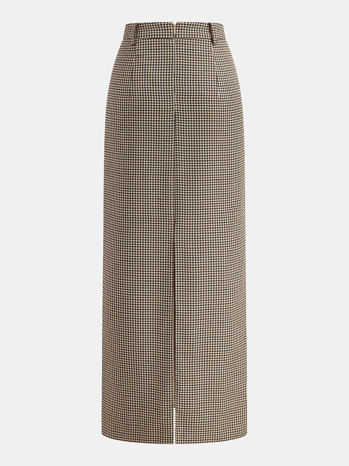 Houndstooth Midi Pencil Skirt