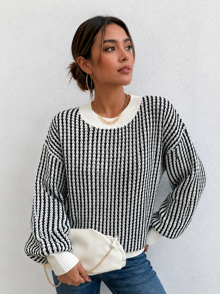 Color Block Striped Knit Top