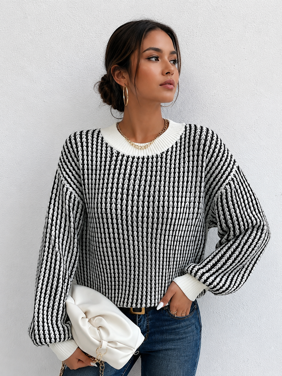 Color Block Striped Knit Top