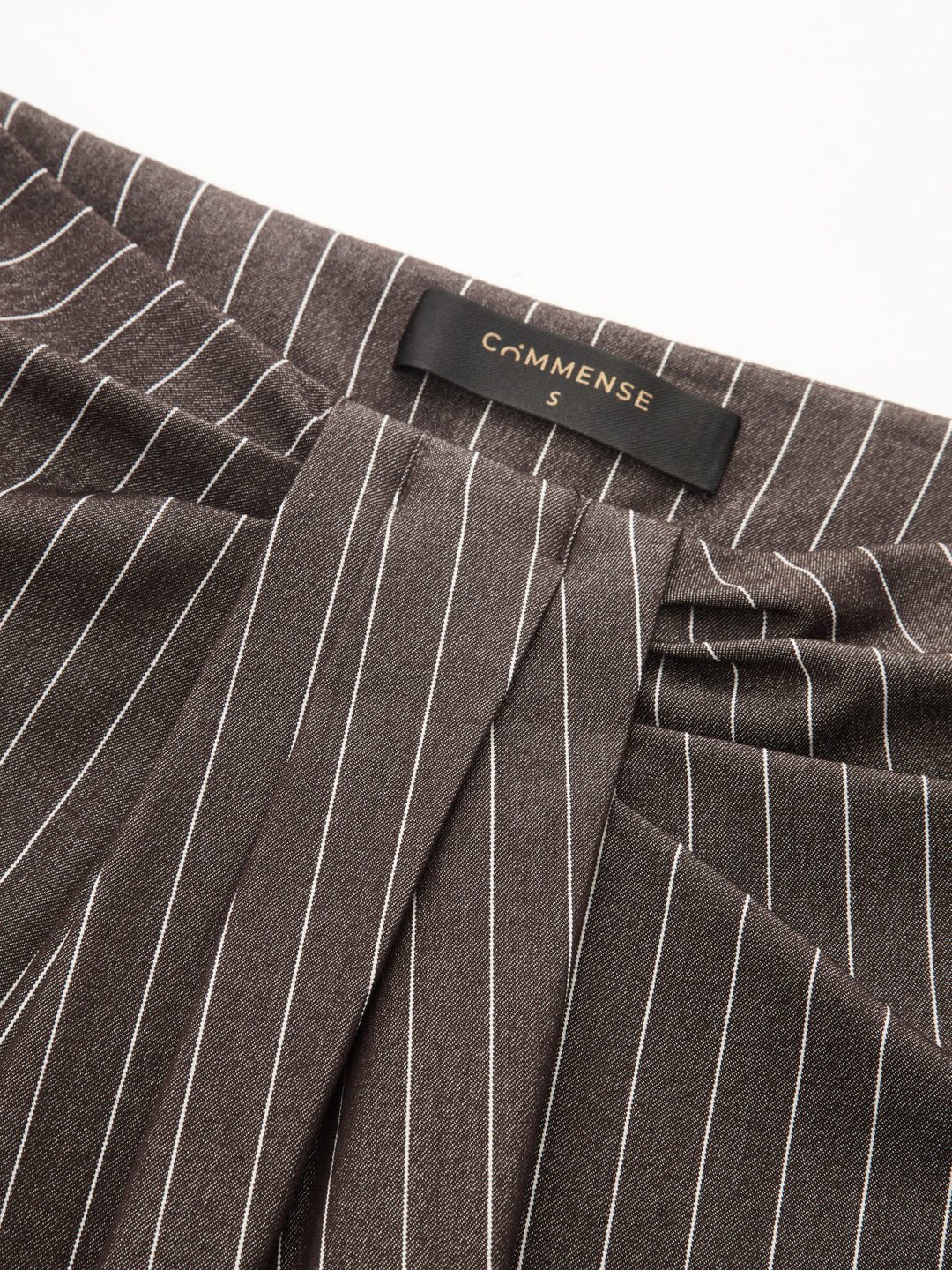 Twisted Waist Pinstripe Wide Leg Pants - women's trousers, full-length styled look
