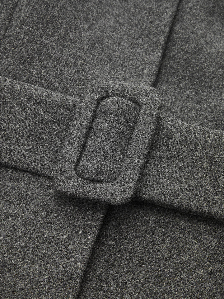 ‌Belted Peplum High Wool Blend‌ Blazer