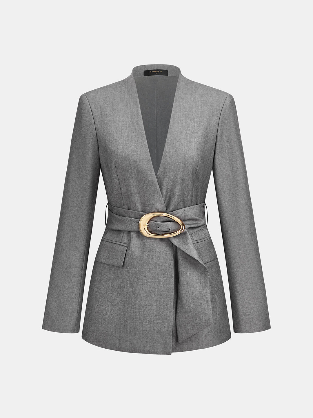 V‑Neck Belted Wrap Blazer
