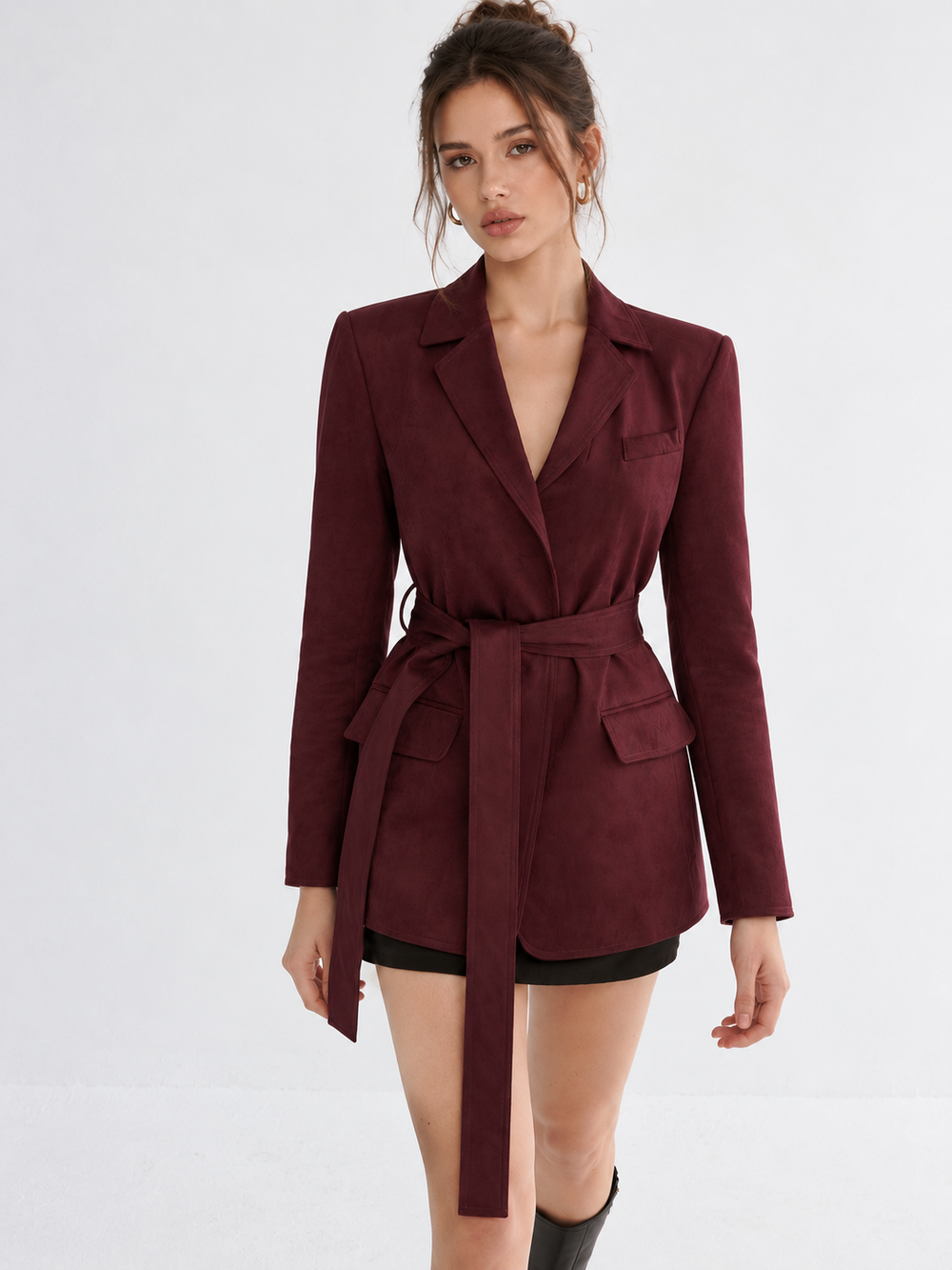 Minimal Belted Blazer — women's blazers, back view