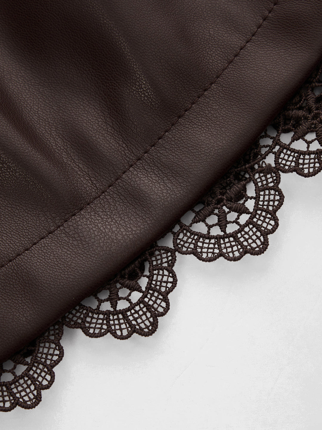Faux Leather Lace Trim Shorts