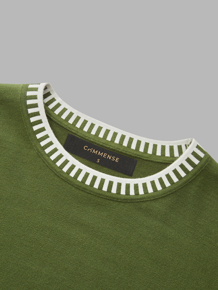 Contrast Trim Knit Sweater - women's sweater, full-length styled look