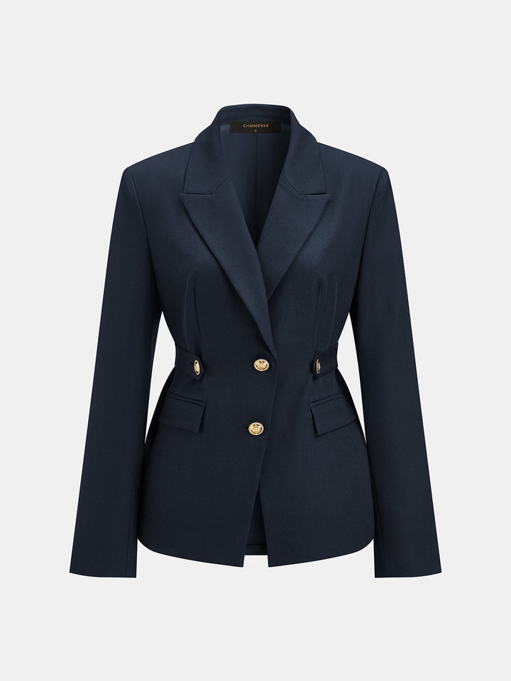 Striped Cuff Cinched Blazer