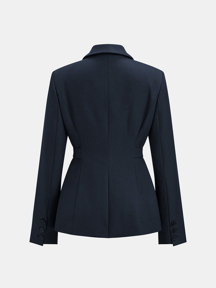Striped Cuff Cinched Blazer