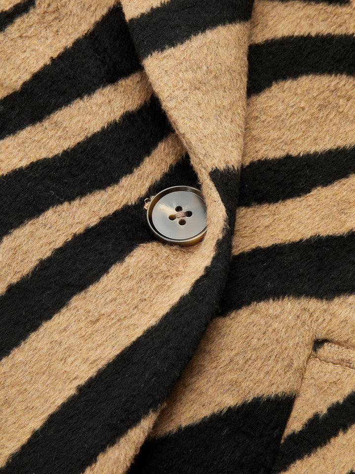 Zebra Print Double Breasted Long Coat