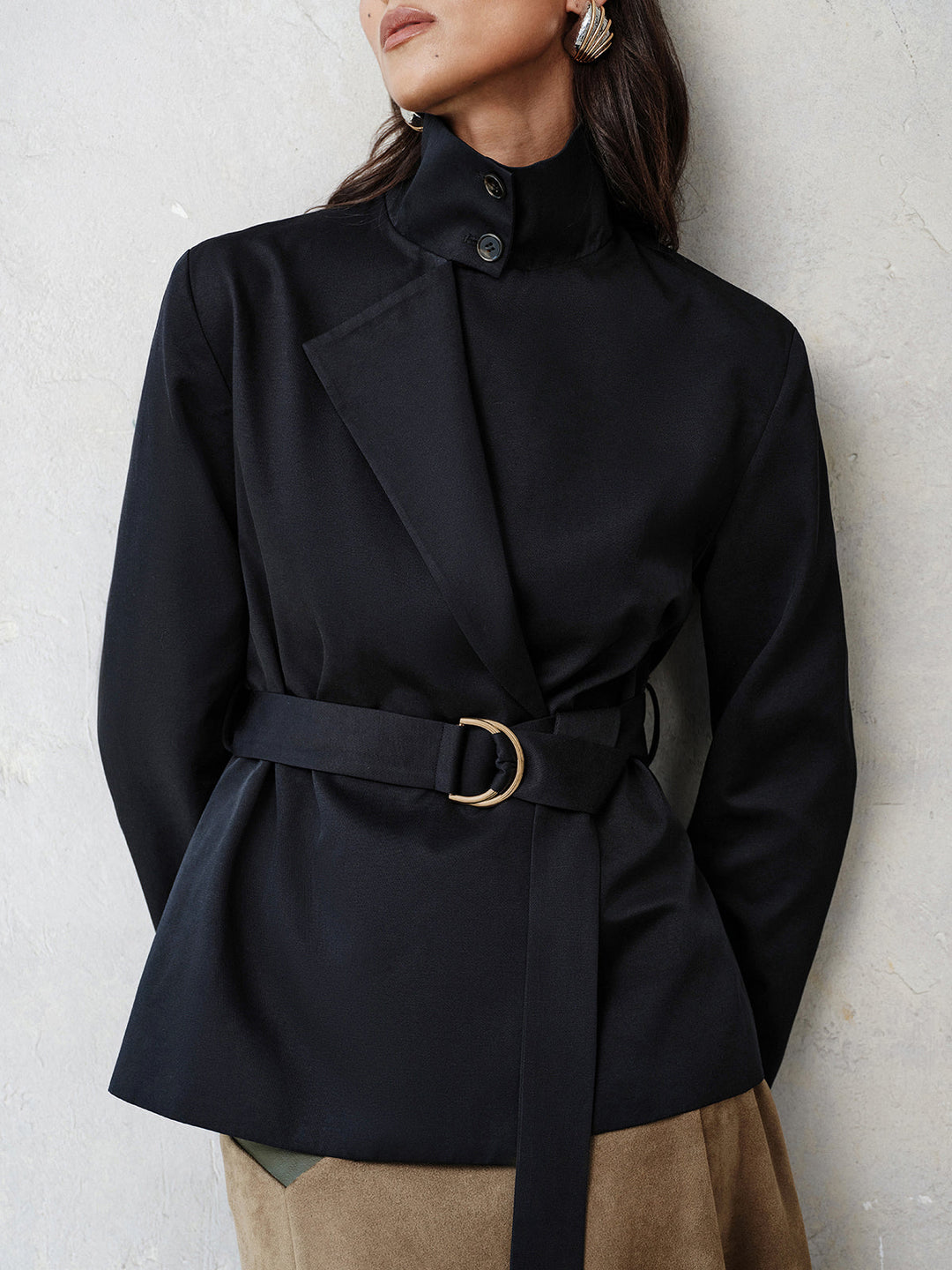 Reversible Collar Belted Trench Coat