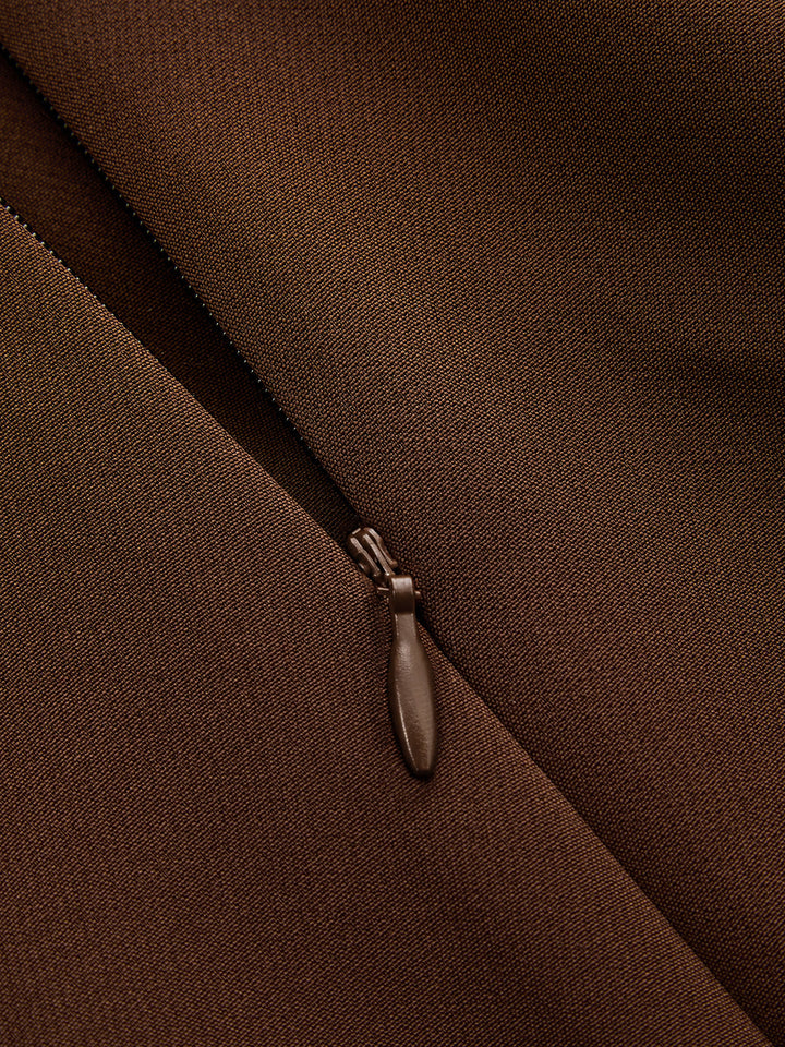 Stand Collar Cape‑Ruffle A‑Line Dress