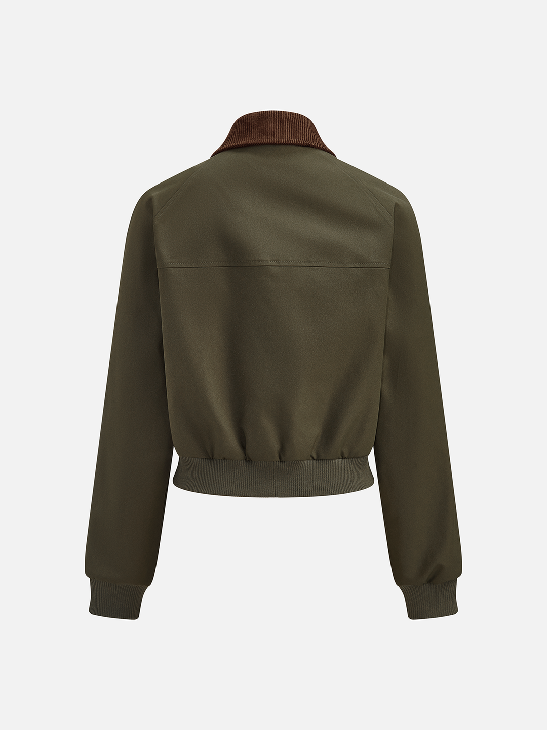 Corduroy Collar Zip Front Bomber Jacket