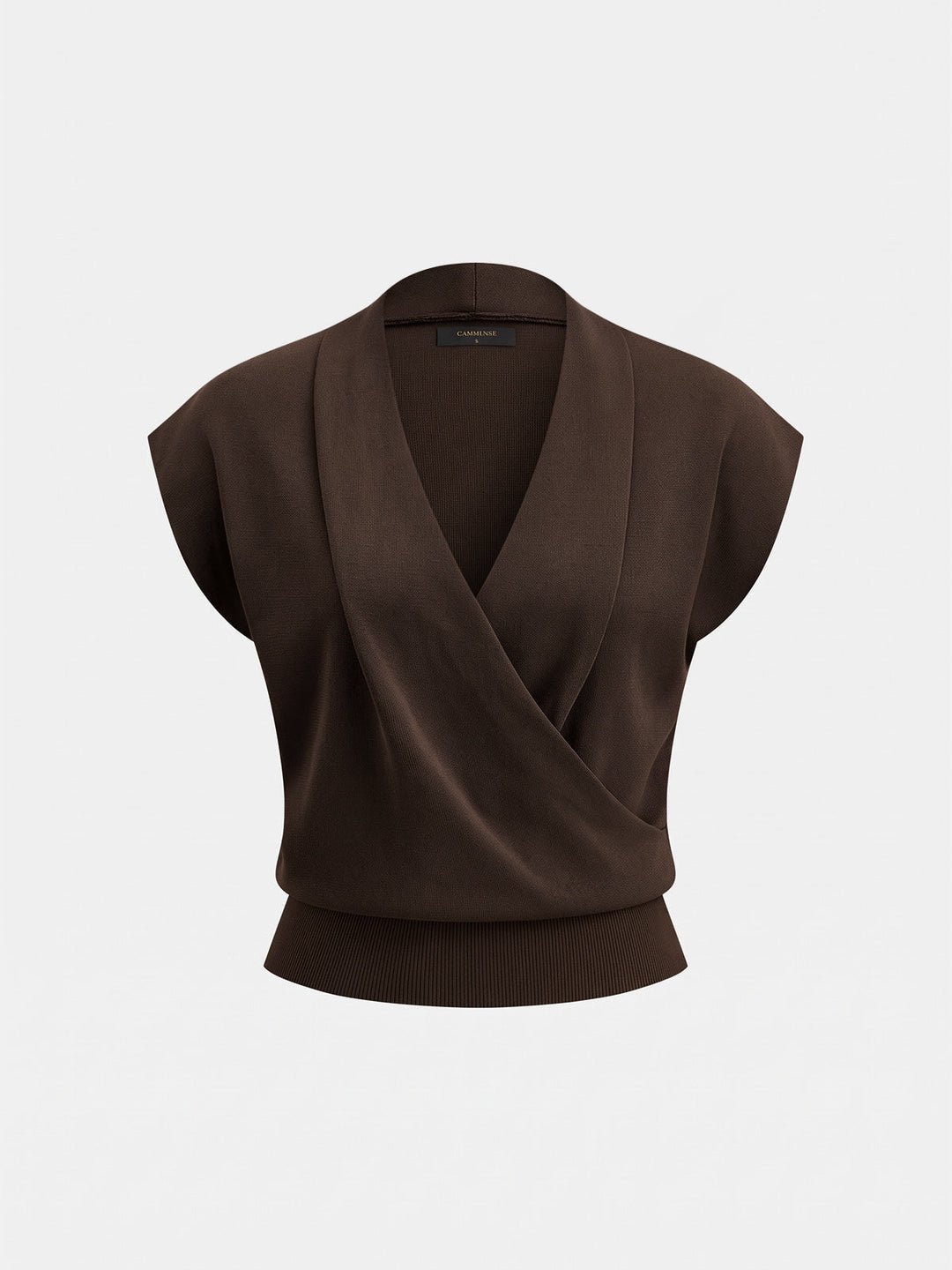 Wrap V Neck Sleeveless Knit Top