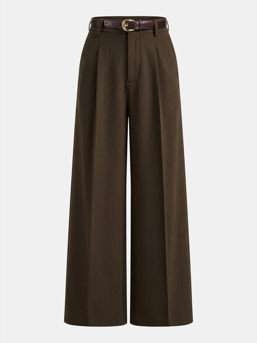 Tailored Pleated Belted Wide Leg Pants