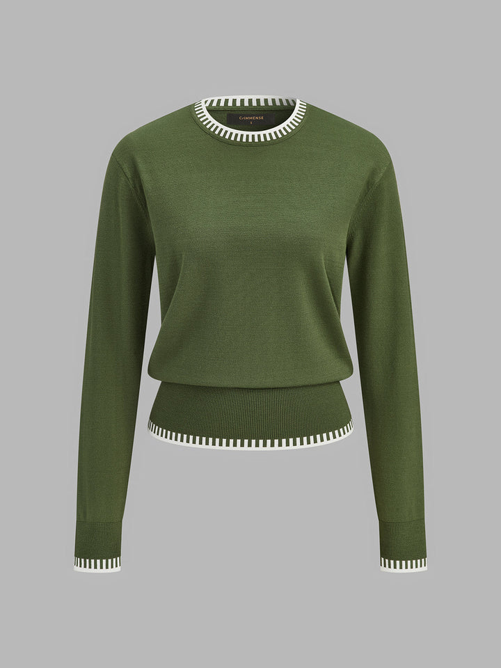 Contrast Trim Knit Sweater - women's sweater, side view