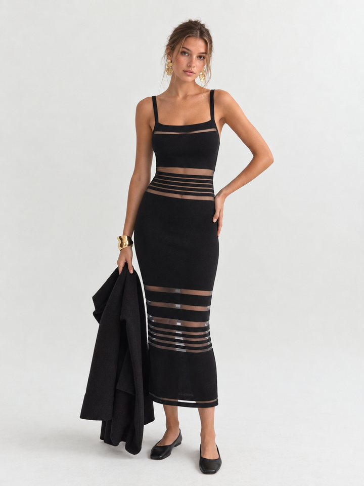 Striped Knit Cami Midi Dress