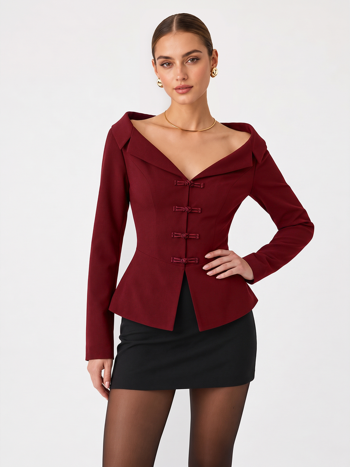 Off-Shoulder Blazer Top