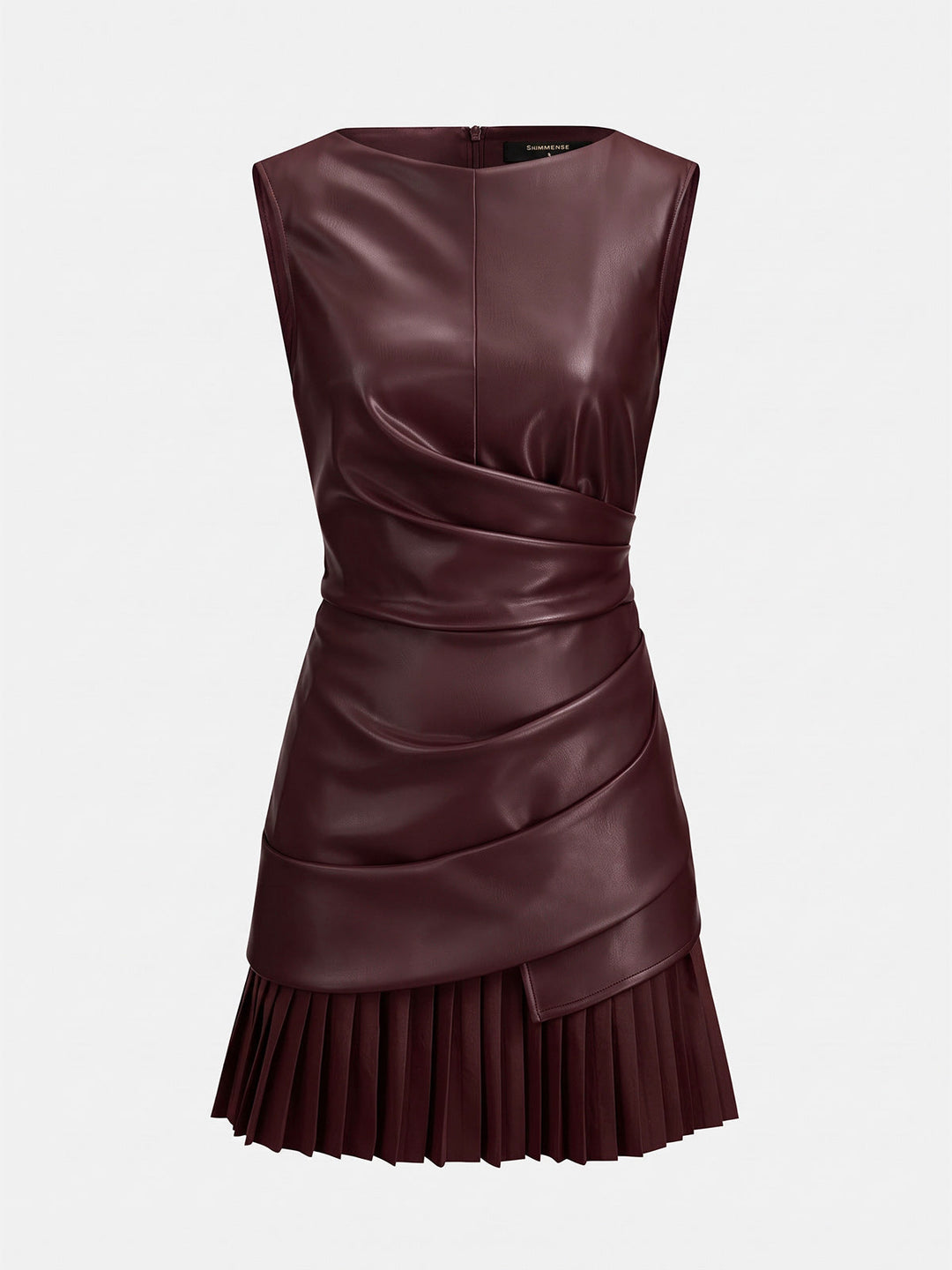 Faux Leather Pleated Mini Dress