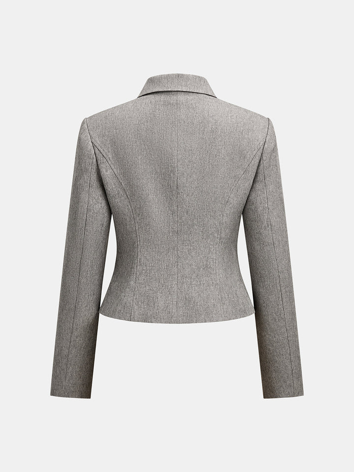 Tailored Button‑Front Collared Blazer