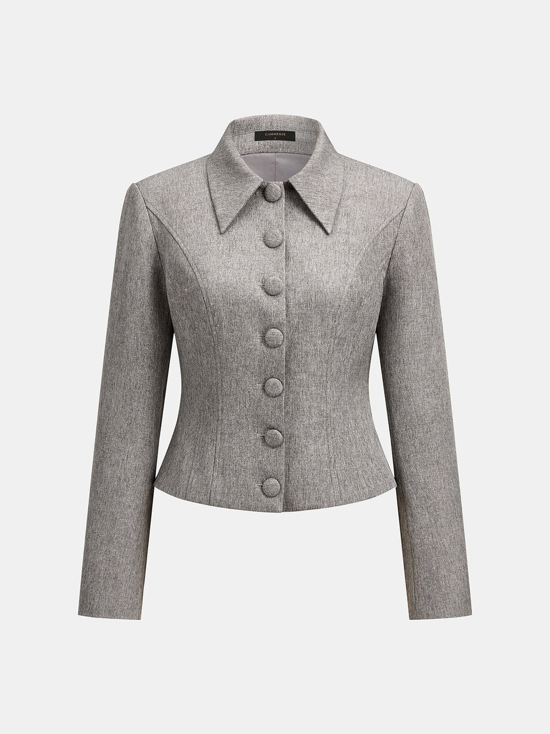 Tailored Button‑Front Collared Blazer