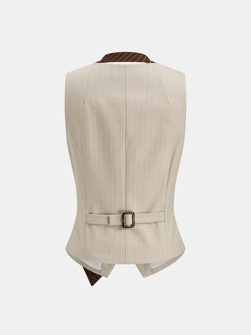 Buckle Back Pinstripe Vest With Tie — women's vests, back view