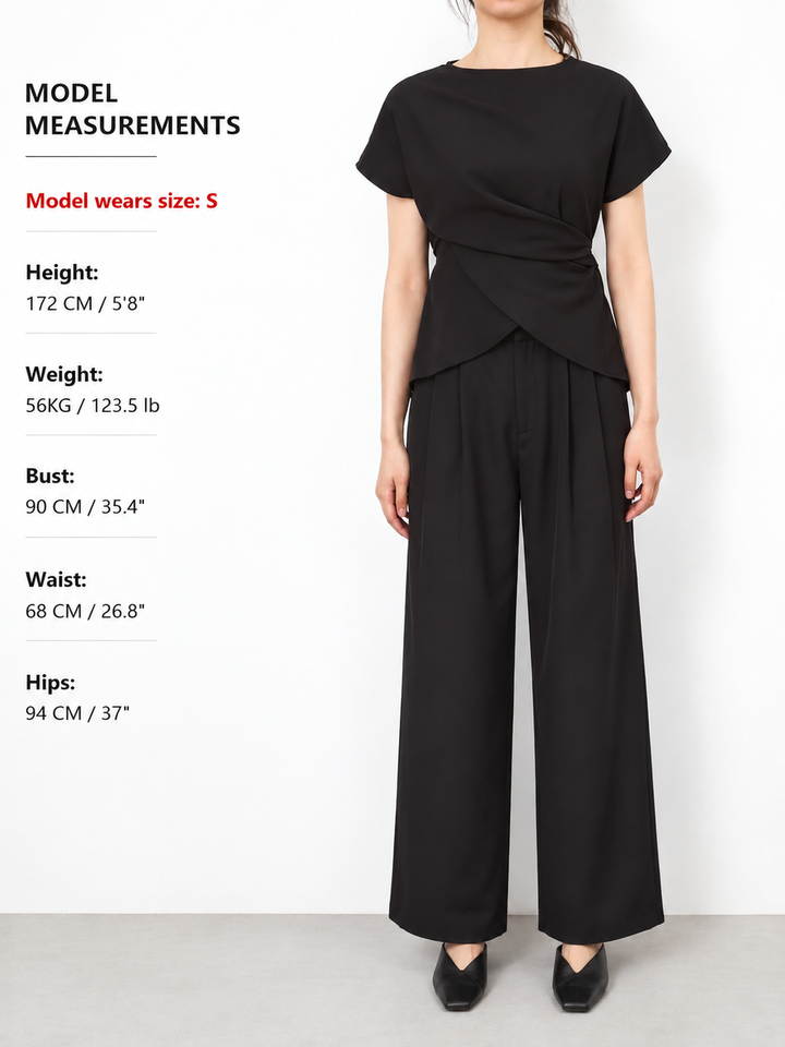 Tie-Back Satin Top & Pleated Pants Set