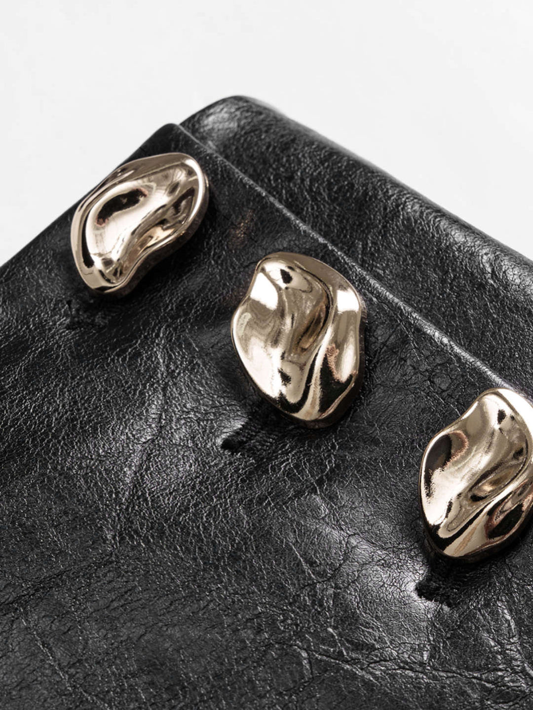 Faux Leather Panel Lantern Pants - women's trousers, detail close-up