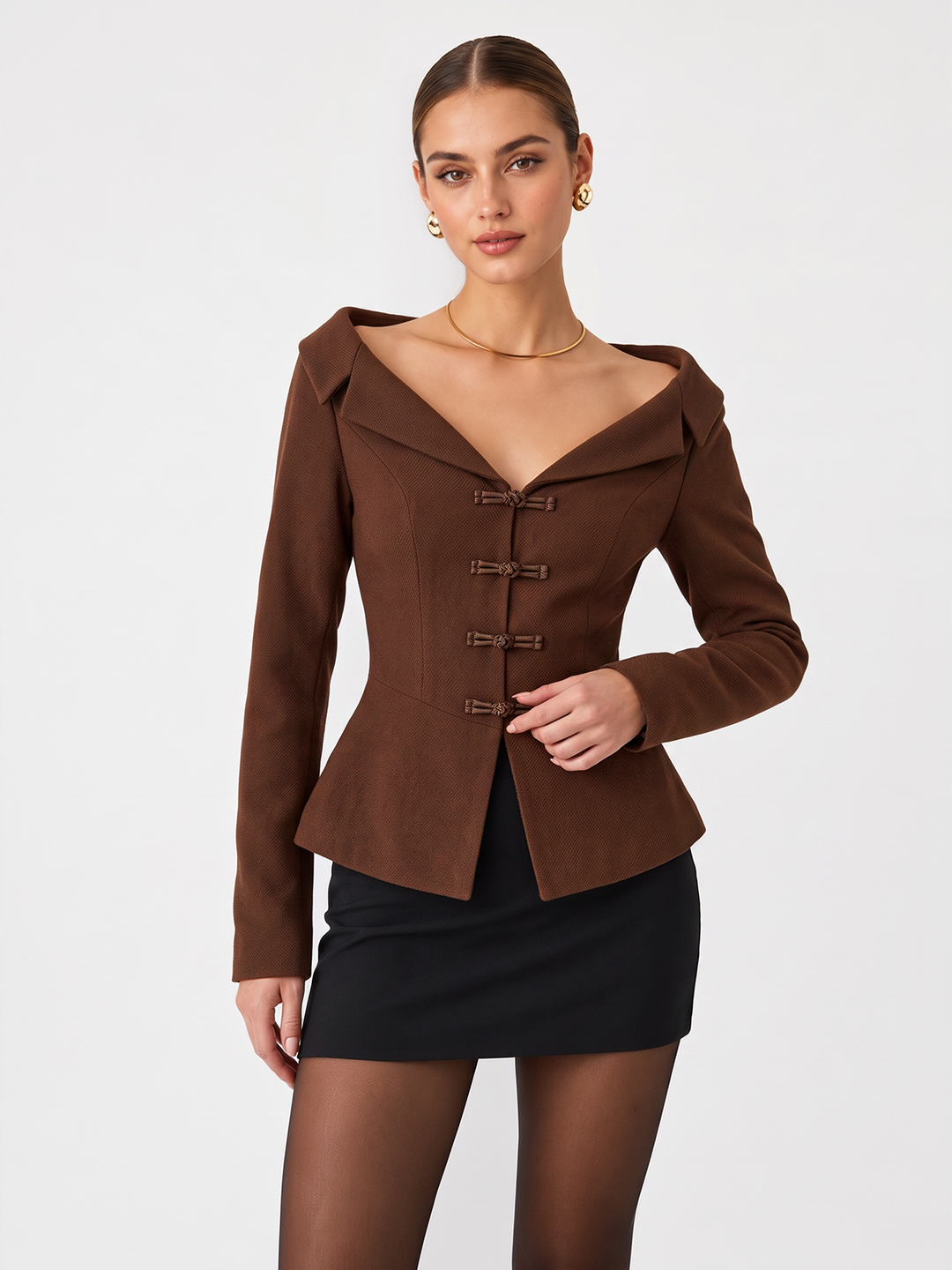 Off-Shoulder Blazer Top