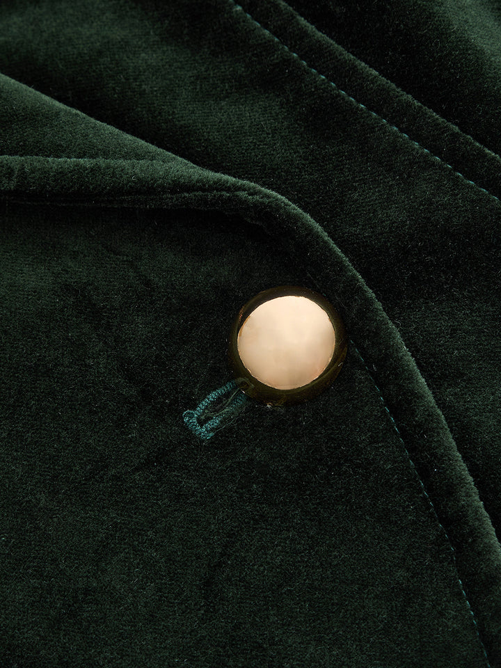 Single Metal Button Velvet Blazer