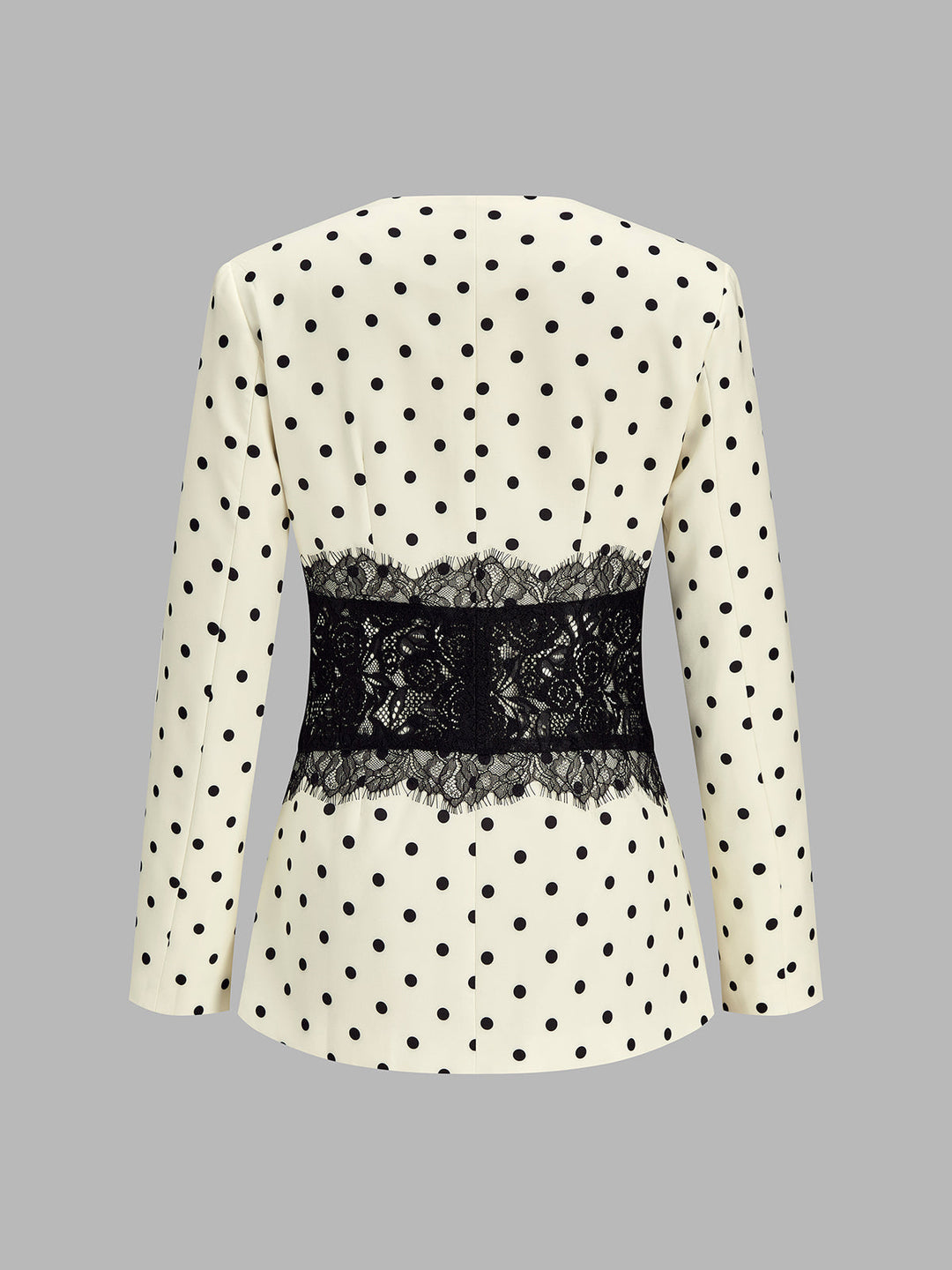 Polka‑Dot Lace Spliced Blazer