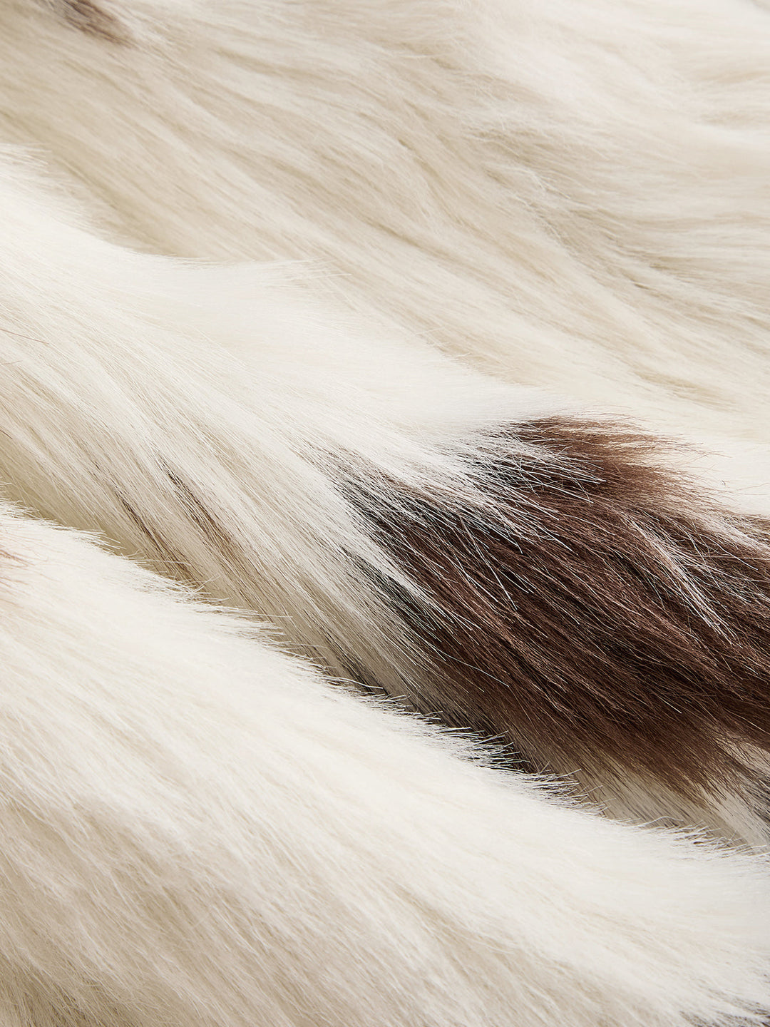 Cow‑Print Faux Fur Lapel Long Coat