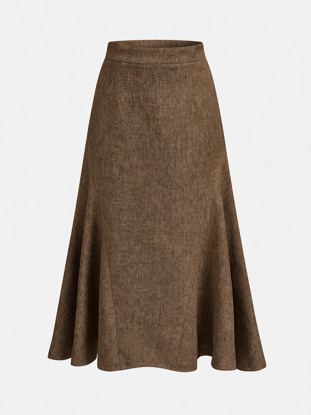 Tweed Mid Waist Flared Midi Skirt