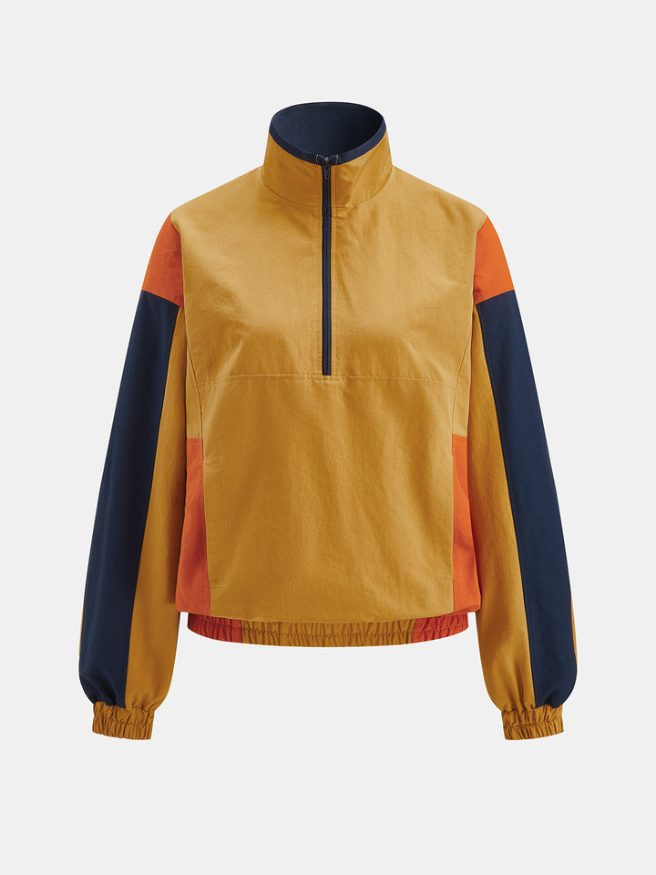 Multi‑Color Panel Half Zip Jacket