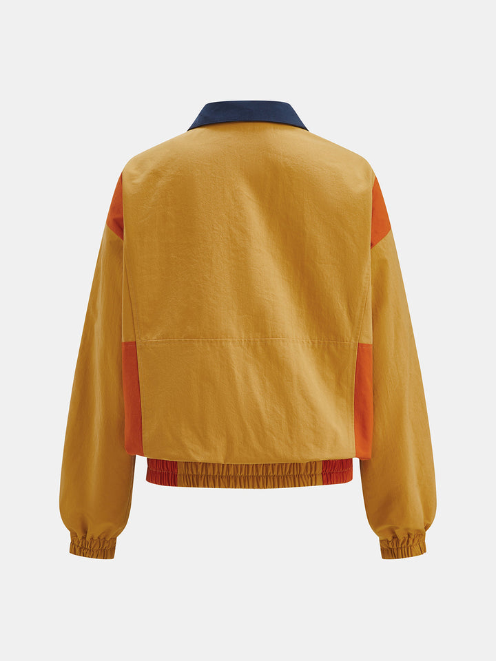 Multi‑Color Panel Half Zip Jacket
