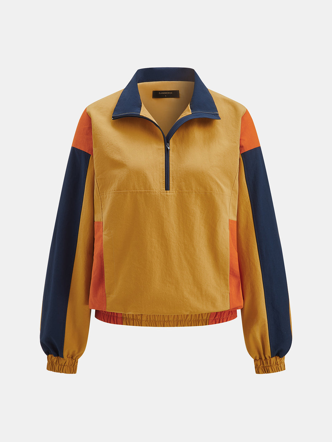 Multi‑Color Panel Half Zip Jacket