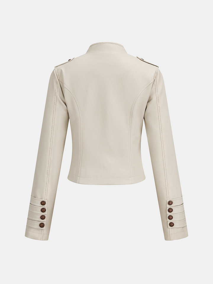 Napoleon‑Style Faux Leather Jacket