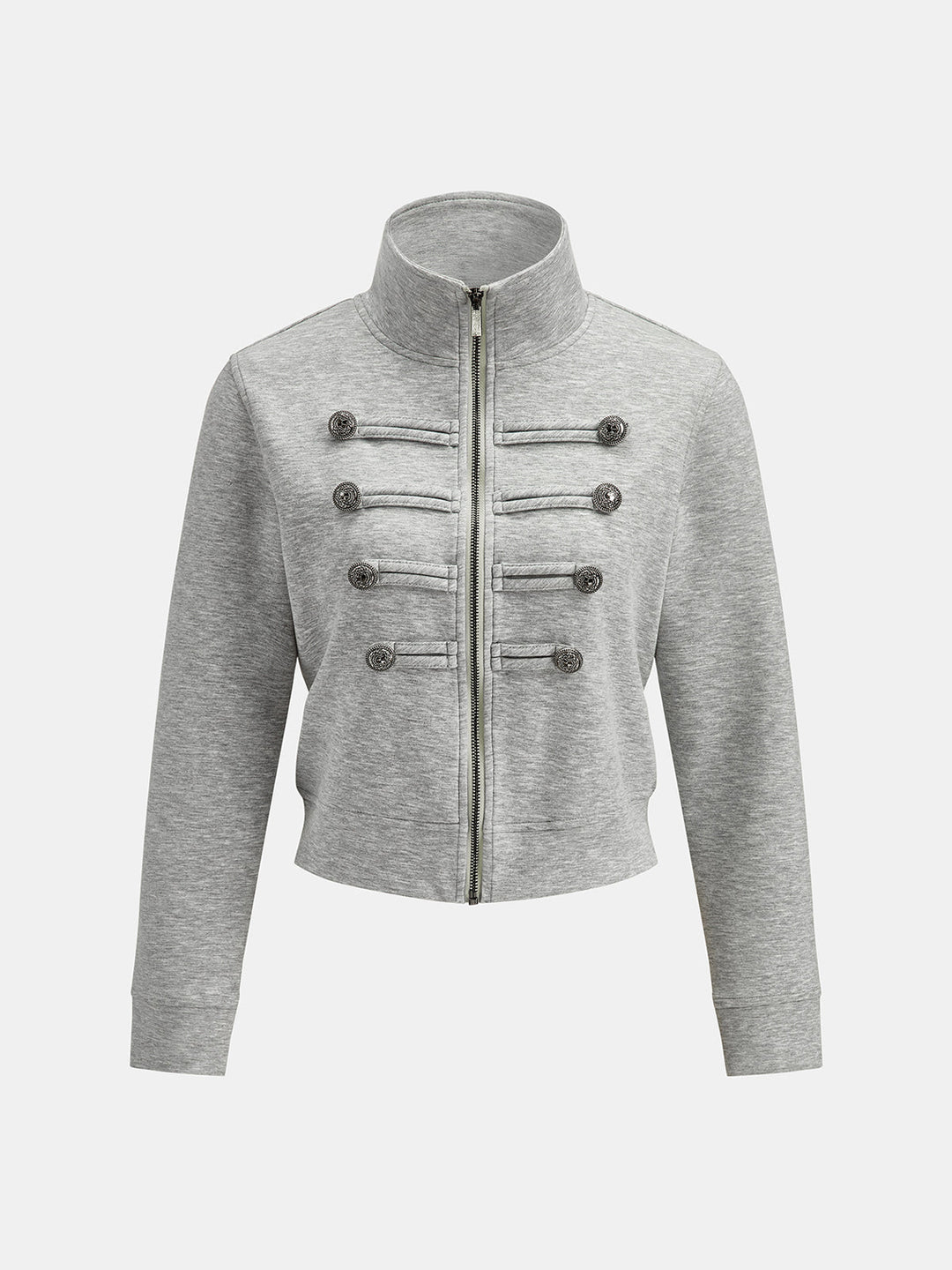 Button Detail Zip-Up Jacket