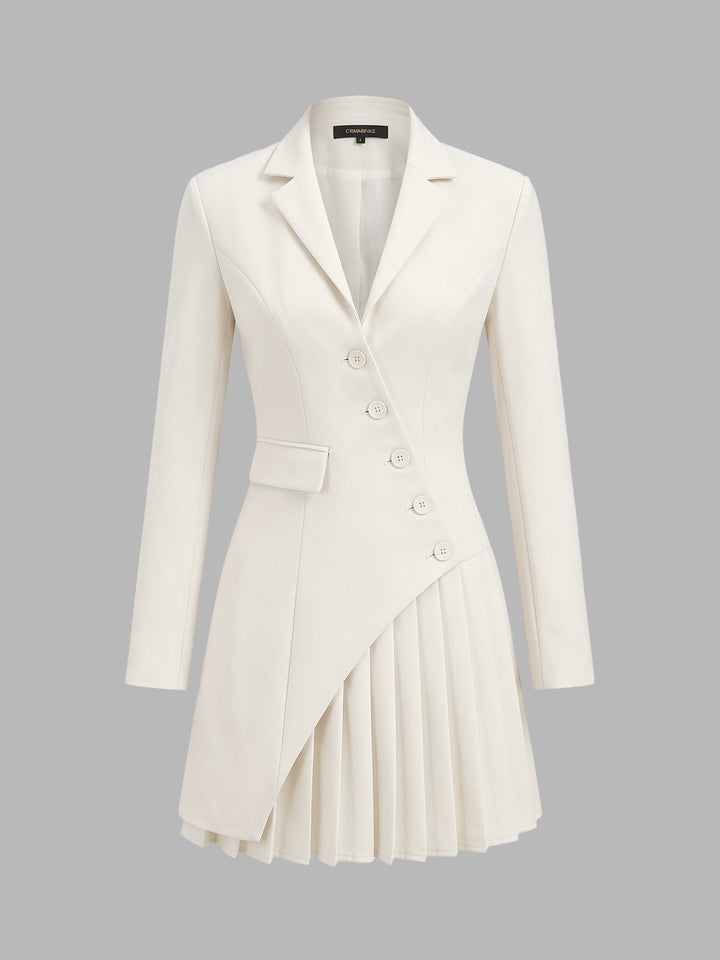 Asymmetric Pleated Blazer Dress