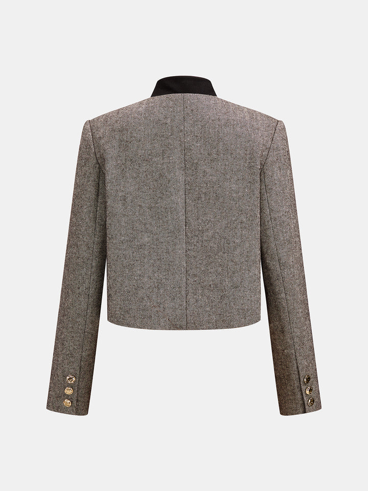 Two Way Collar High Wool Blend Blazer