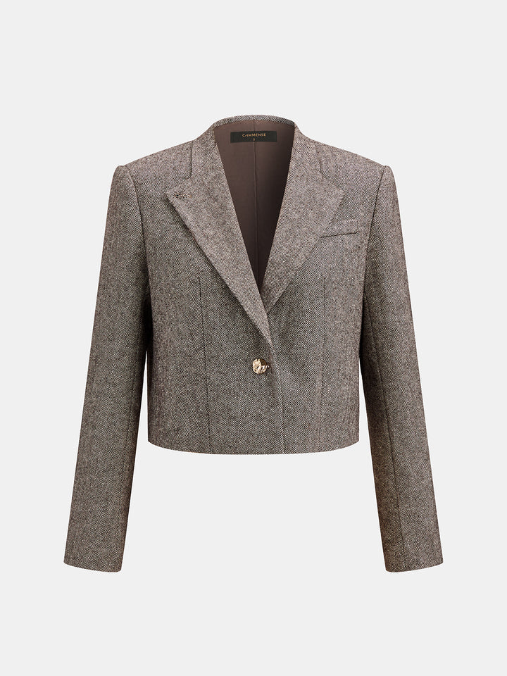Two Way Collar High Wool Blend Blazer